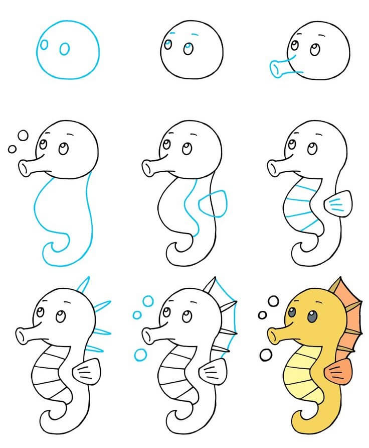 Seahorse (13) Drawing Ideas