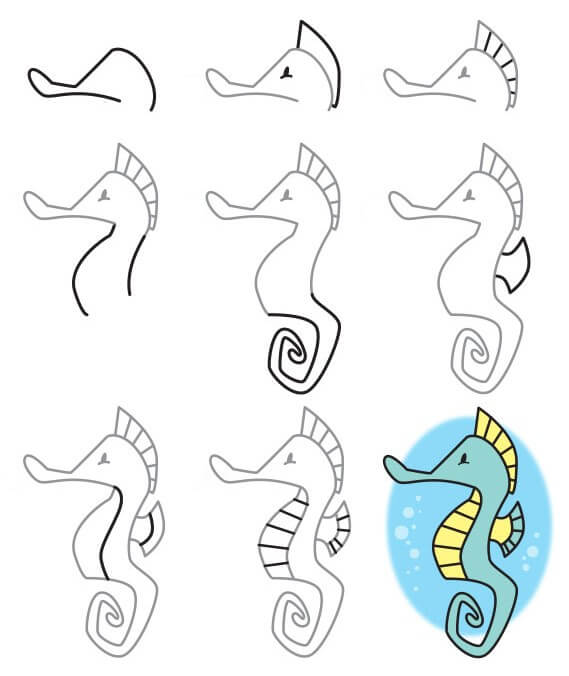 Seahorse (14) Drawing Ideas