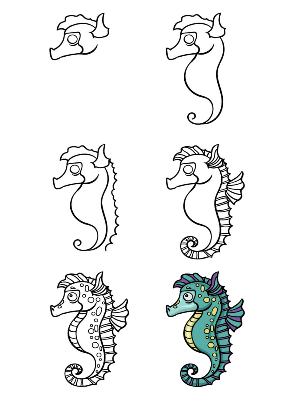 Seahorse (15) Drawing Ideas