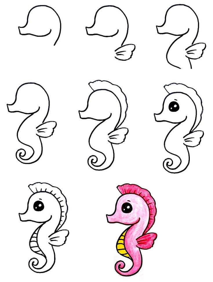 Seahorse (16) Drawing Ideas