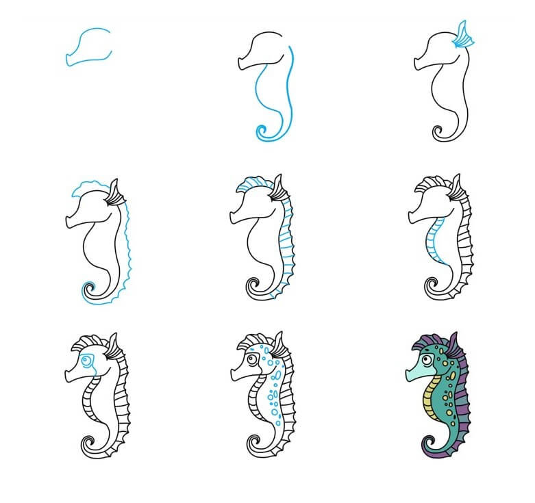 Seahorse (3) Drawing Ideas