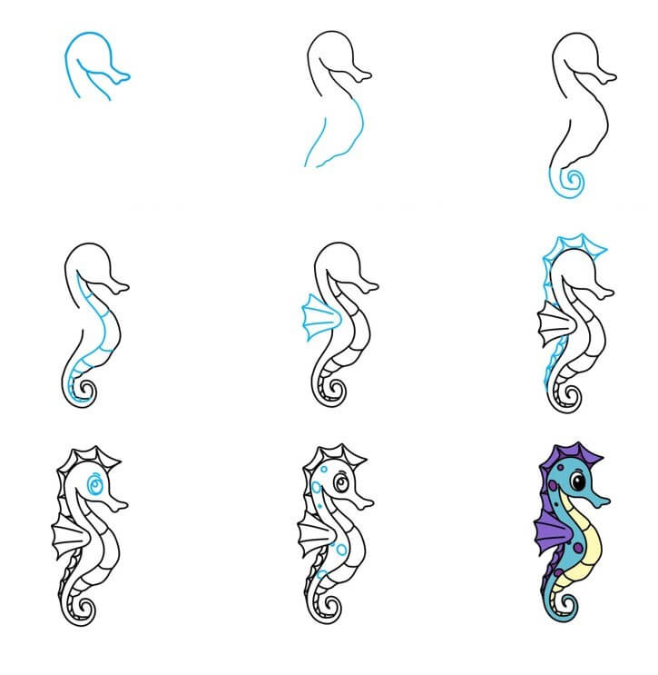 Seahorse (4) Drawing Ideas