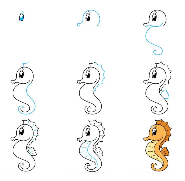 Seahorse (6) Drawing Ideas