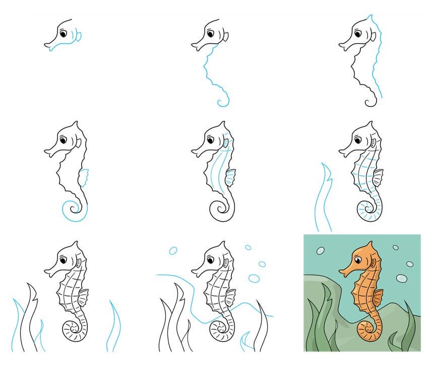 Seahorse (8) Drawing Ideas
