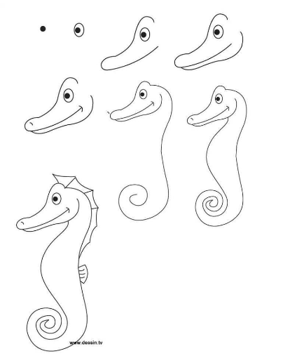 Simple seahorse Drawing Ideas