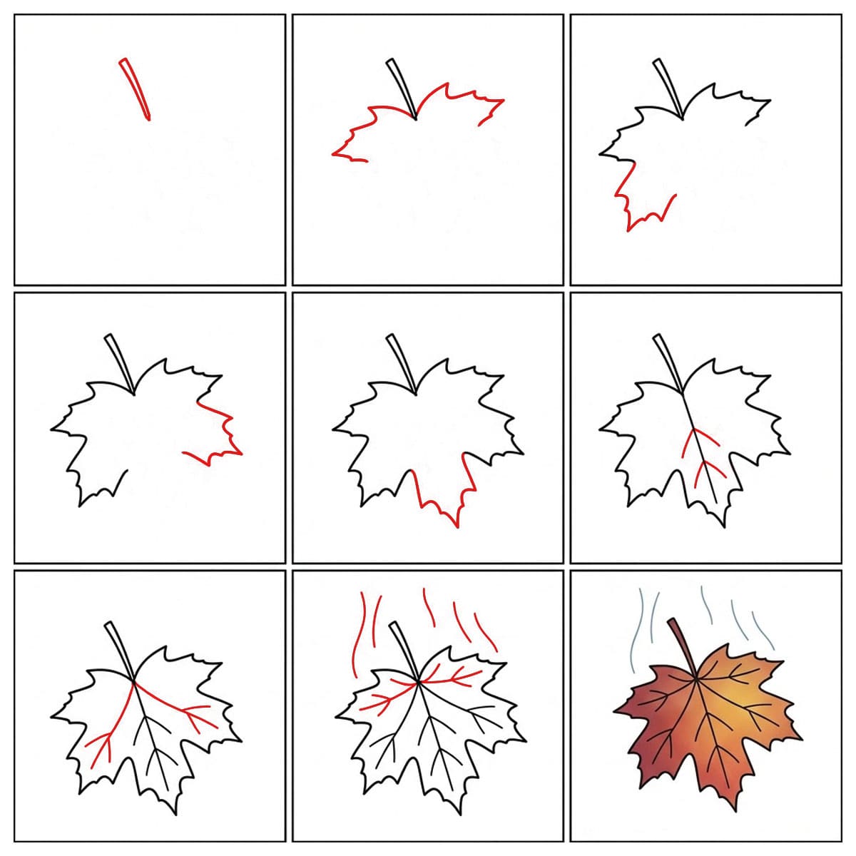 Autumn Maple Leaf Drawing Ideas
