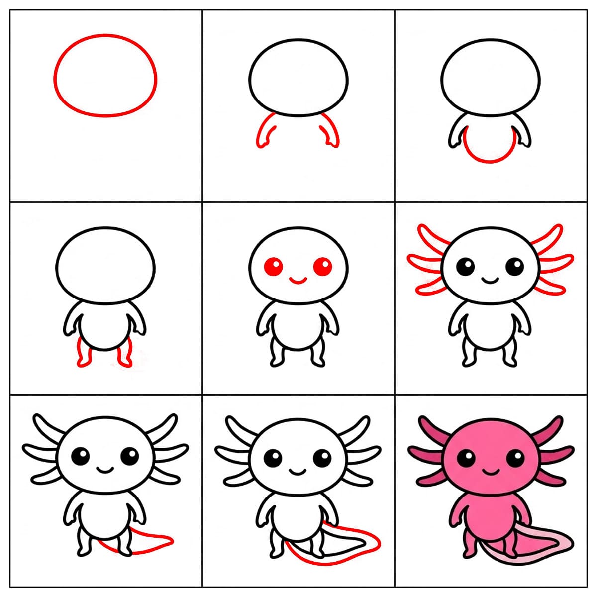 Cheerful Axolotl Drawing Ideas