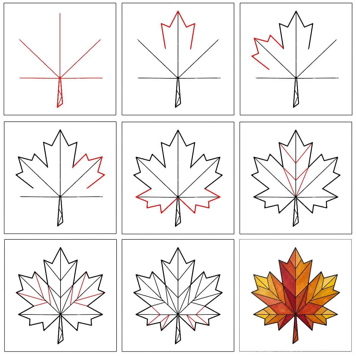 Completed Maple Leaf Drawing Ideas