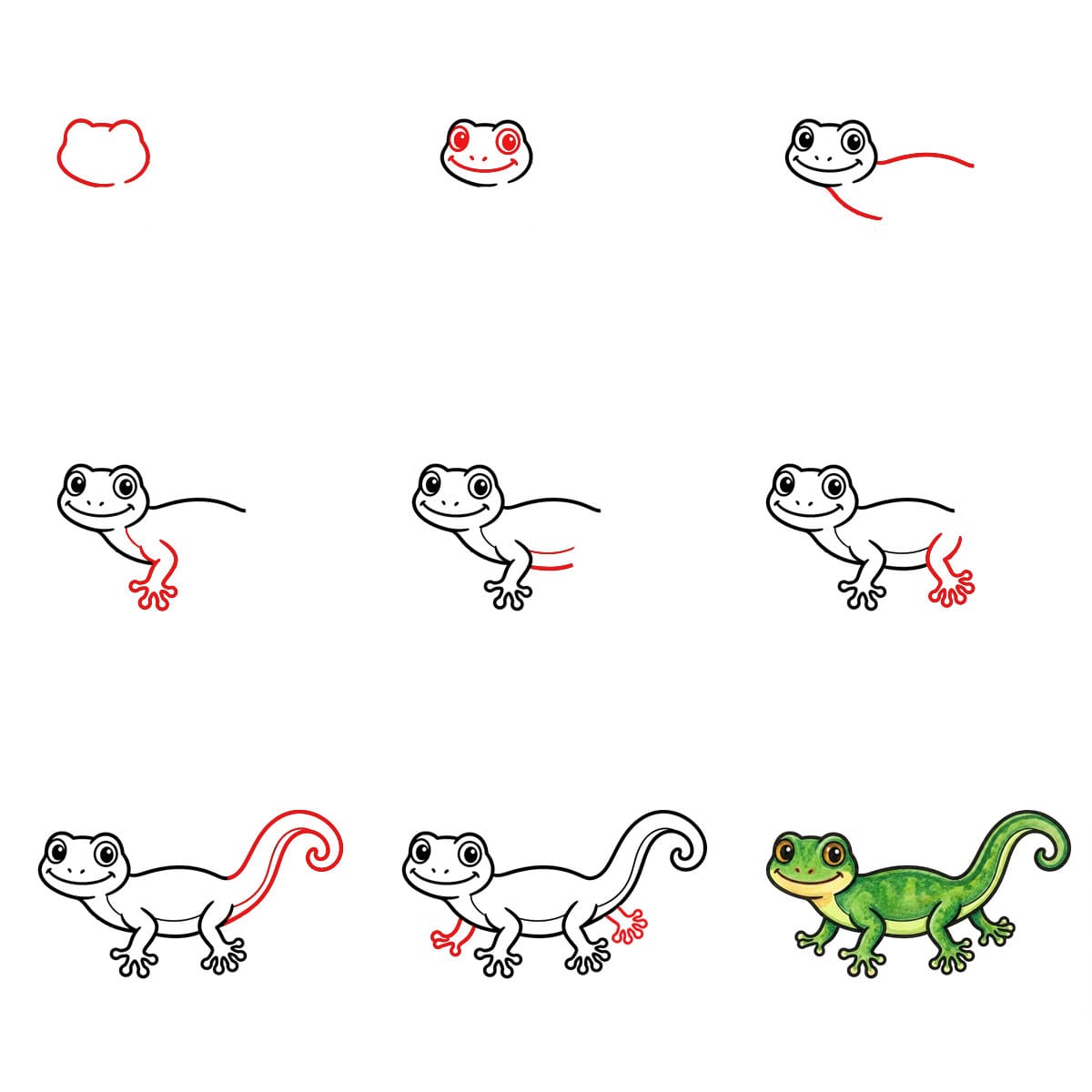 How to draw Curled Tail Gecko