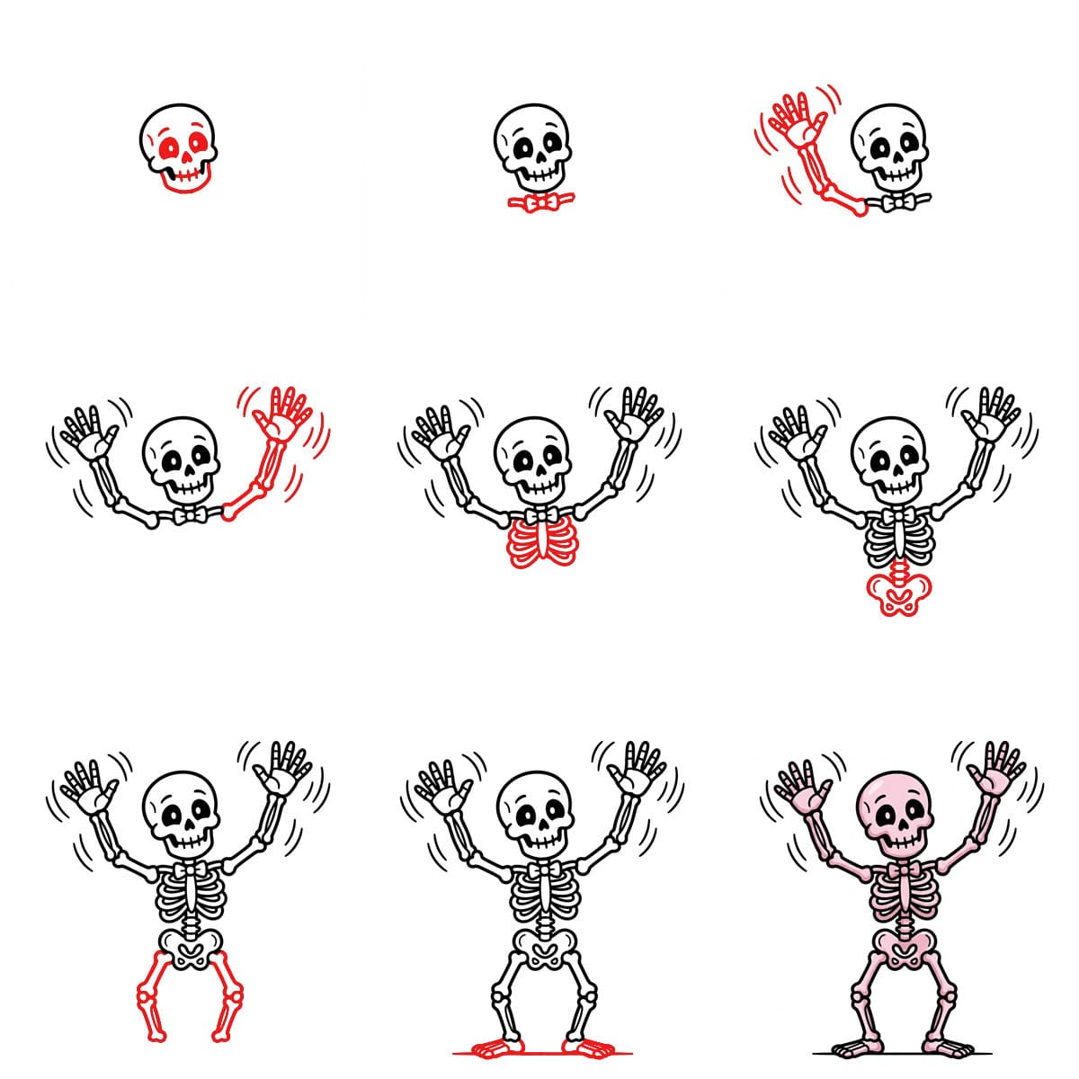 How to draw Dancing Skeleton
