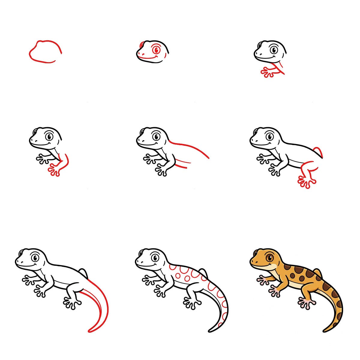 How to draw Gecko Free