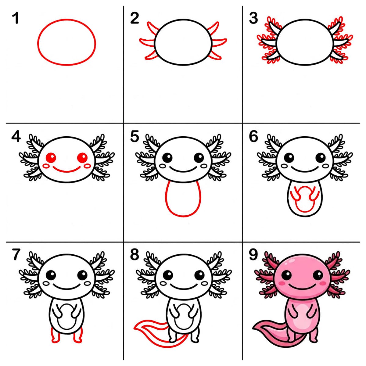 Happy Axolotl Drawing Ideas