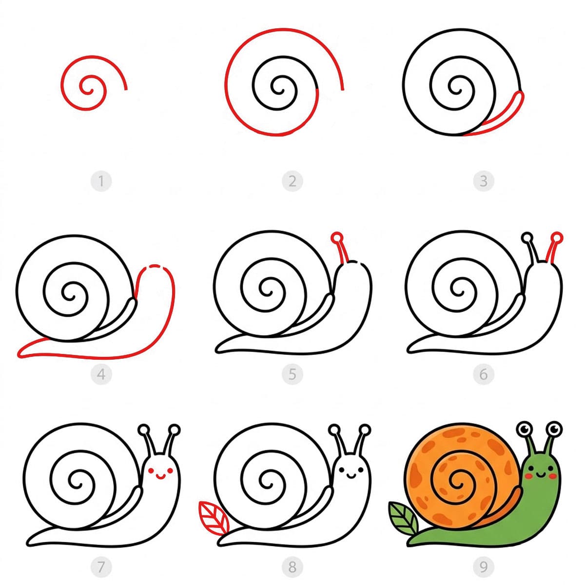 Happy Snail Drawing Ideas