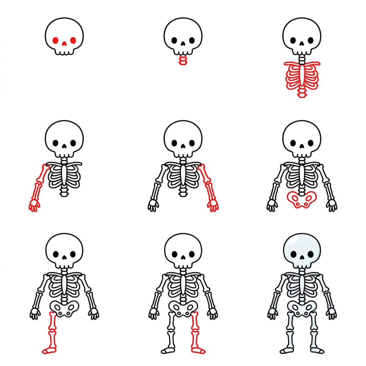 How to draw Head turning Skeleton