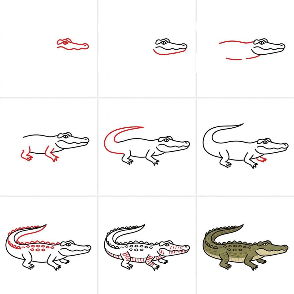Hunting Crocodile Drawing Ideas