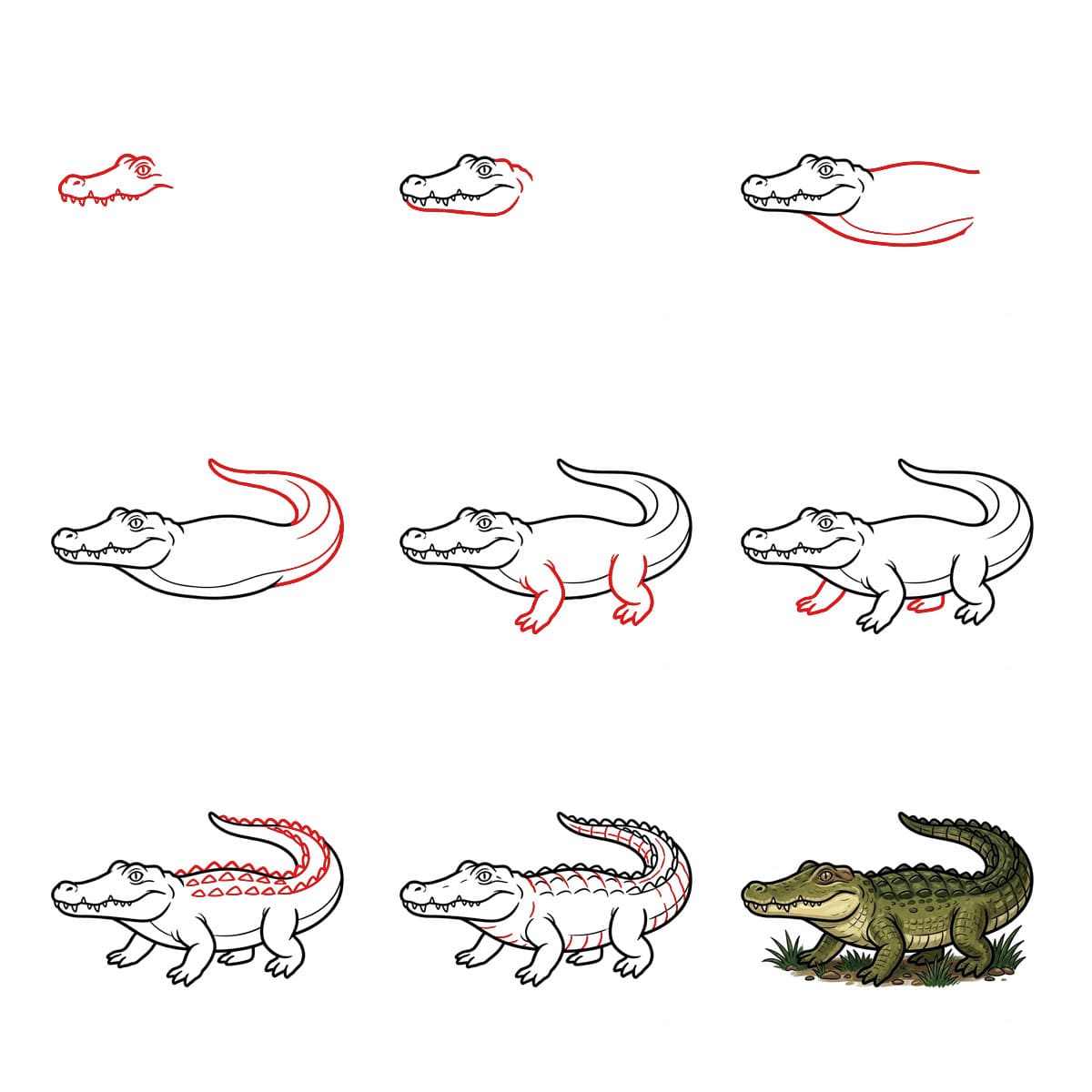 Jungle Crocodile Drawing Ideas