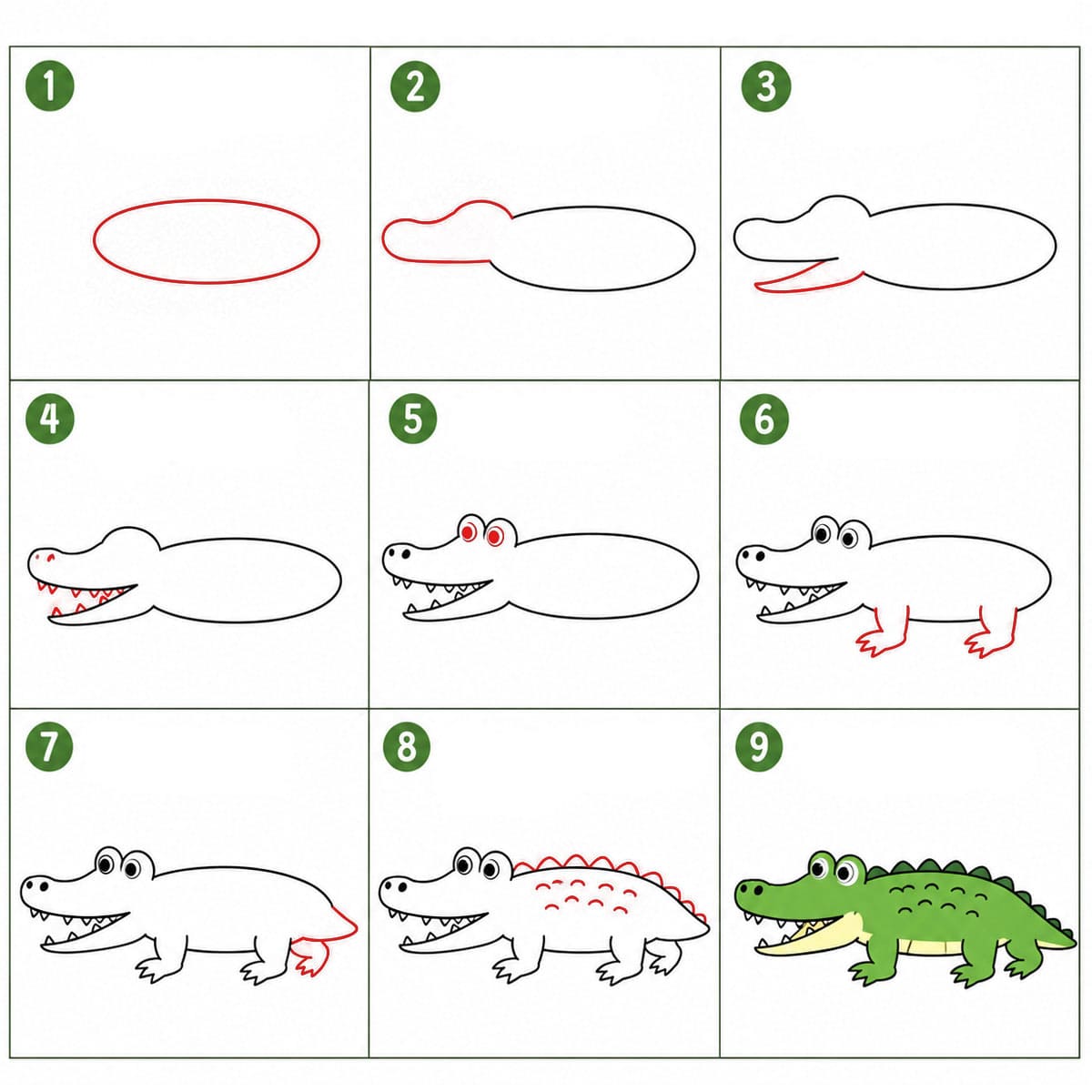 Long Crocodile Drawing Ideas