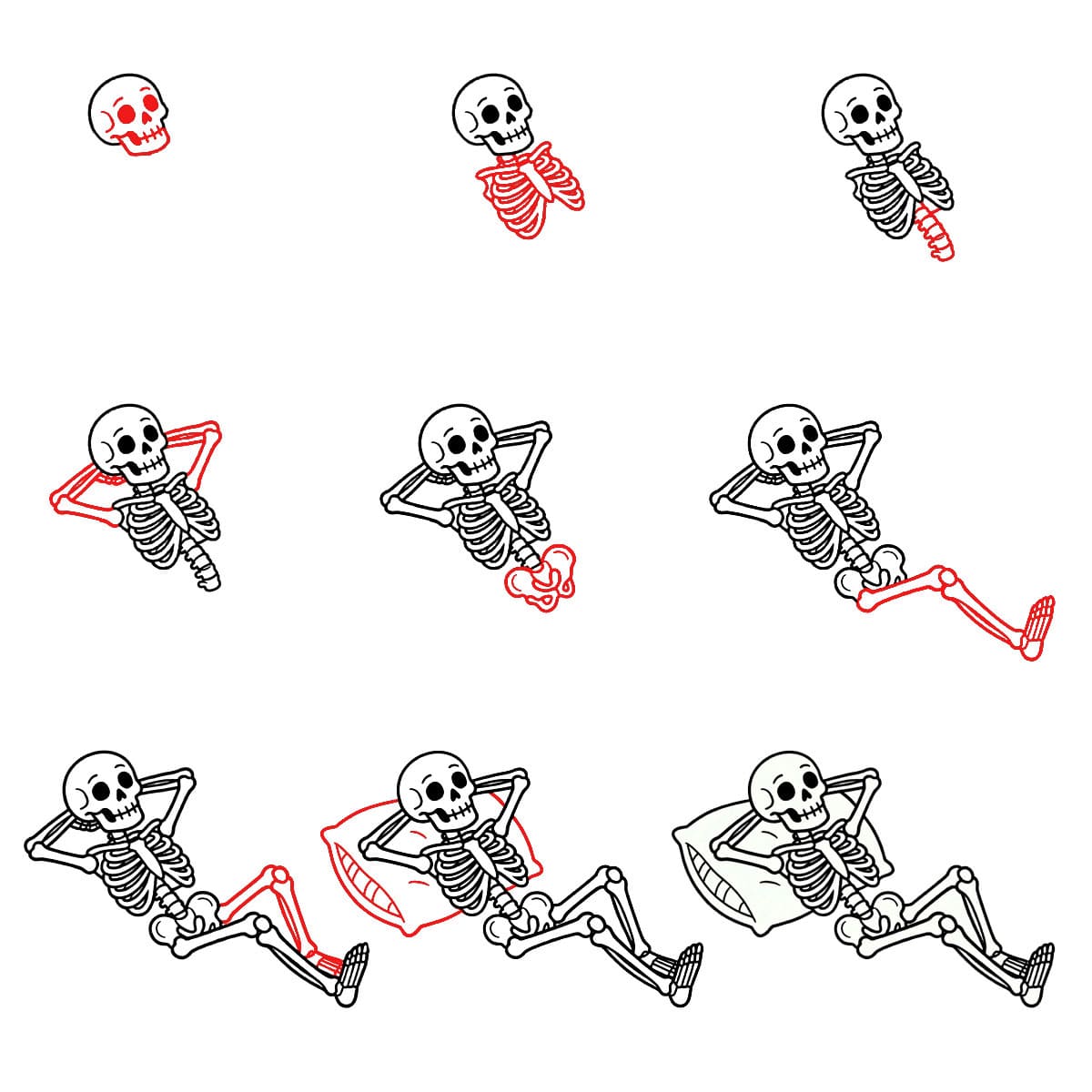 How to draw Lying Skeleton