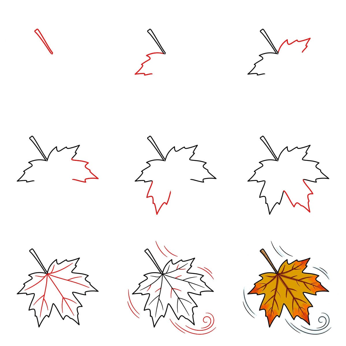 Maple Leaf Shape Drawing Ideas