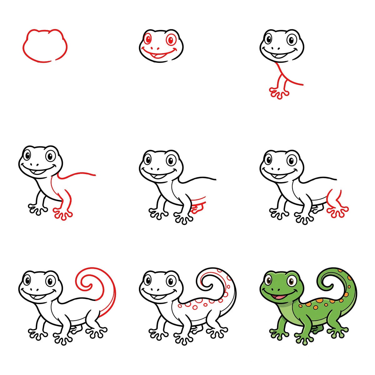 How to draw Outstretched Gecko