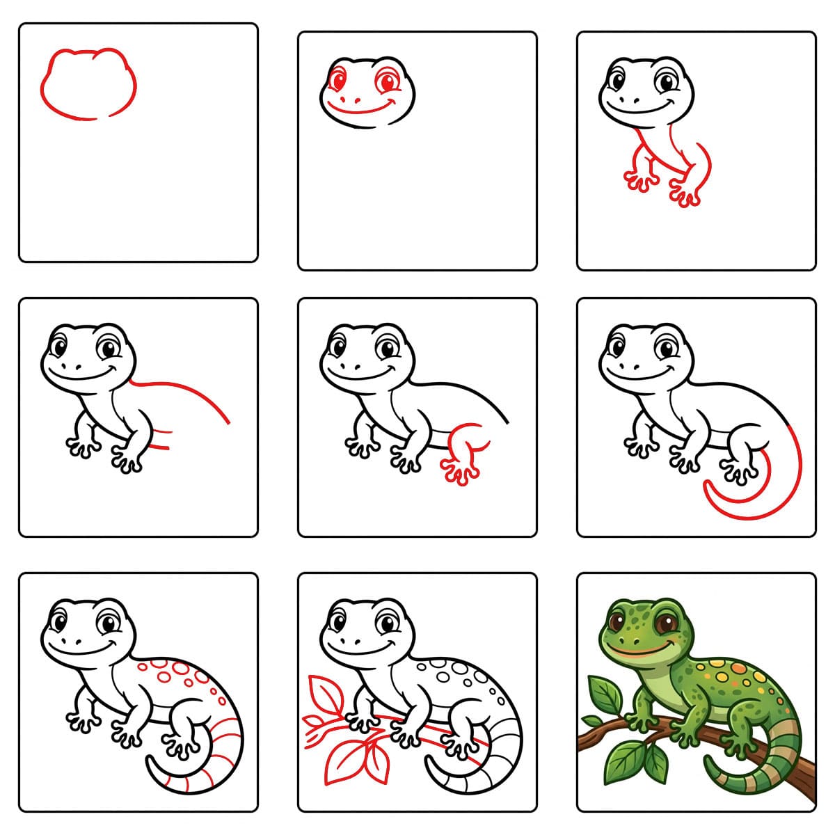 How to draw Perched Gecko