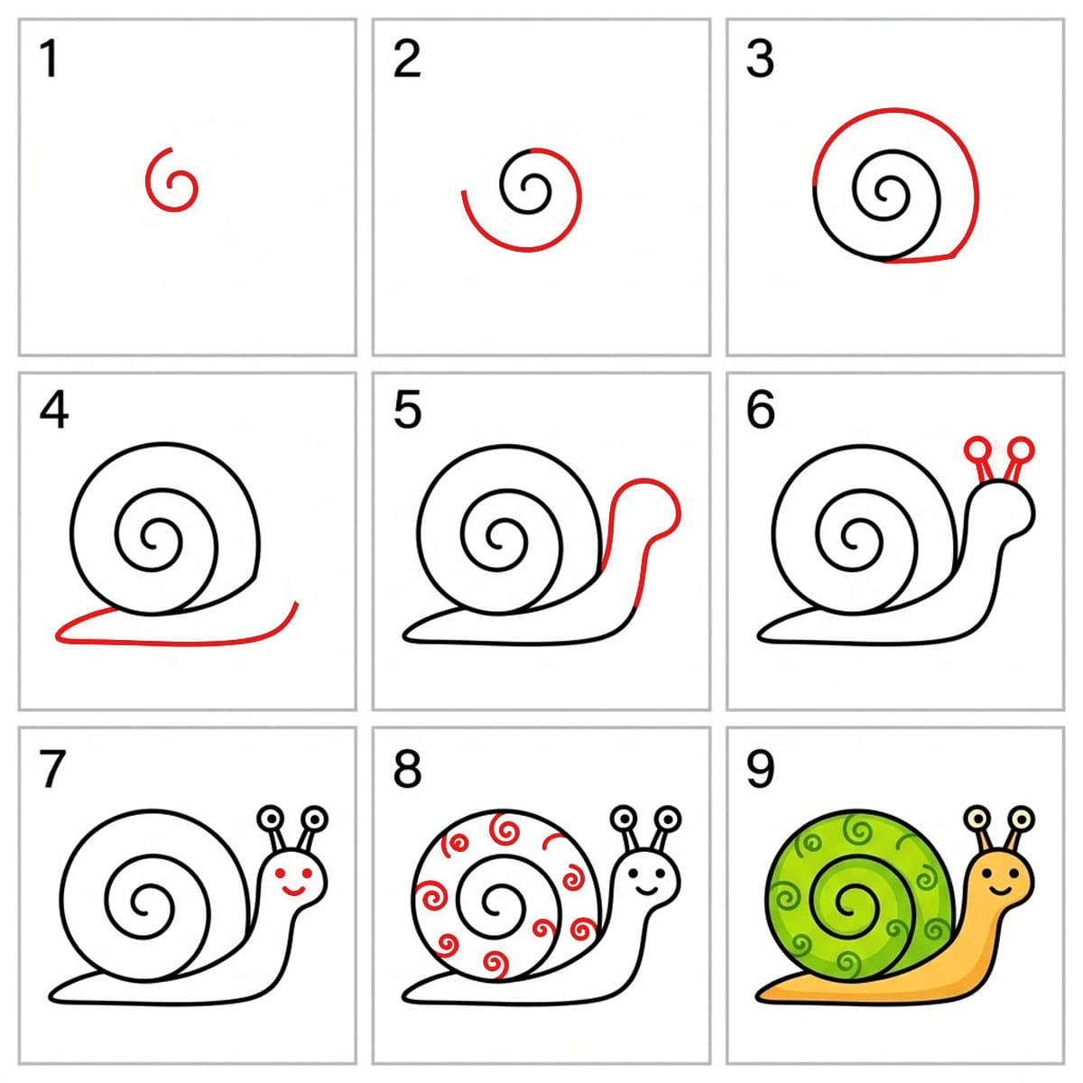 Polka Dot Snail Drawing Ideas