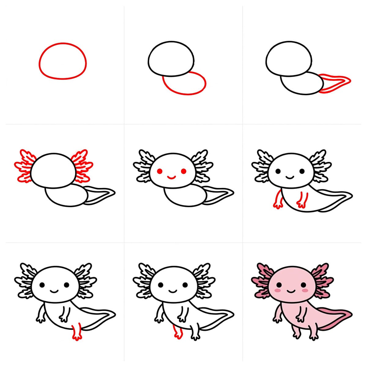 Resting Axolotl Drawing Ideas