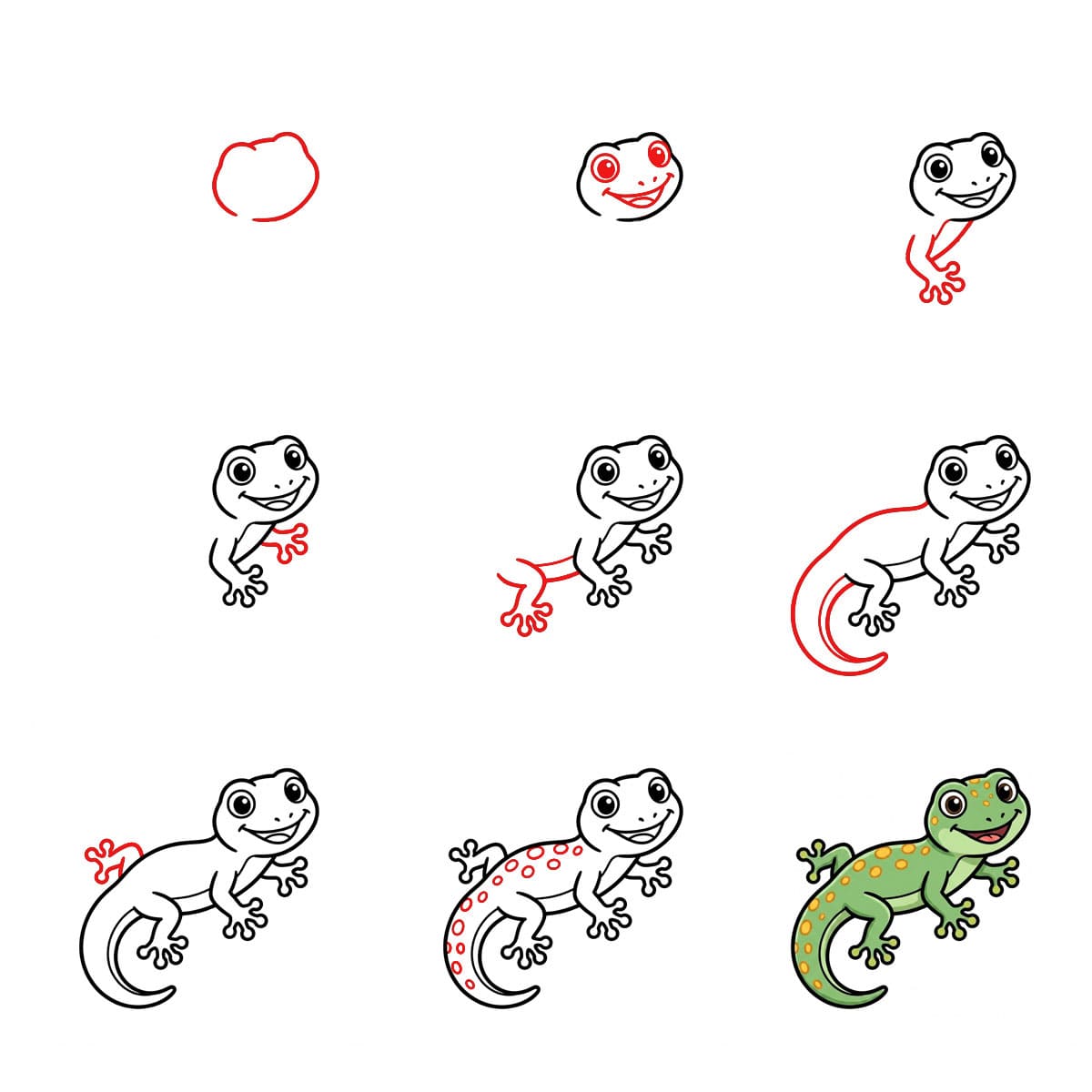 How to draw Side Facing Gecko