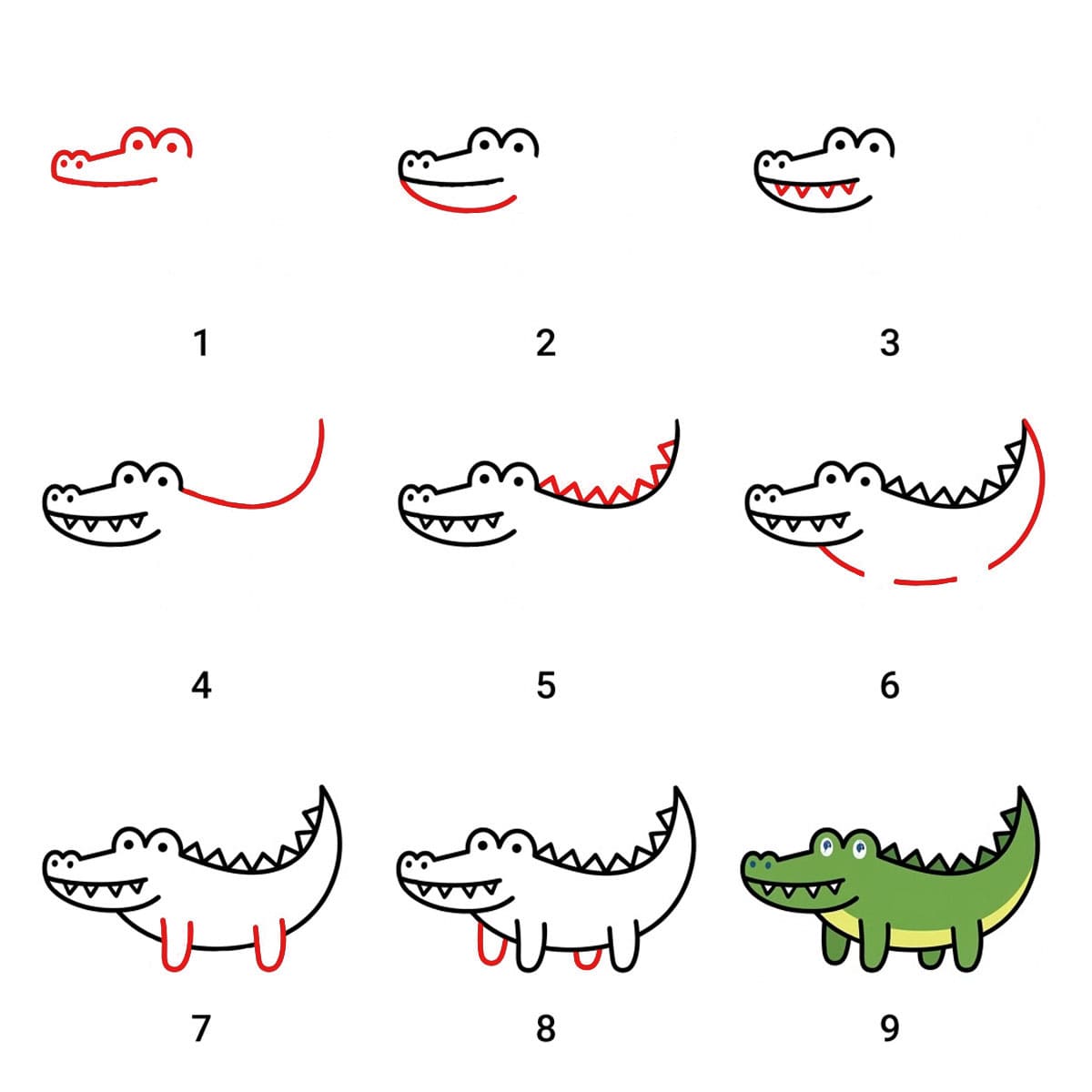 Side view Crocodile Drawing Ideas