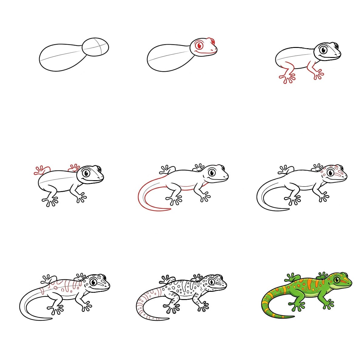 How to draw Simple Gecko