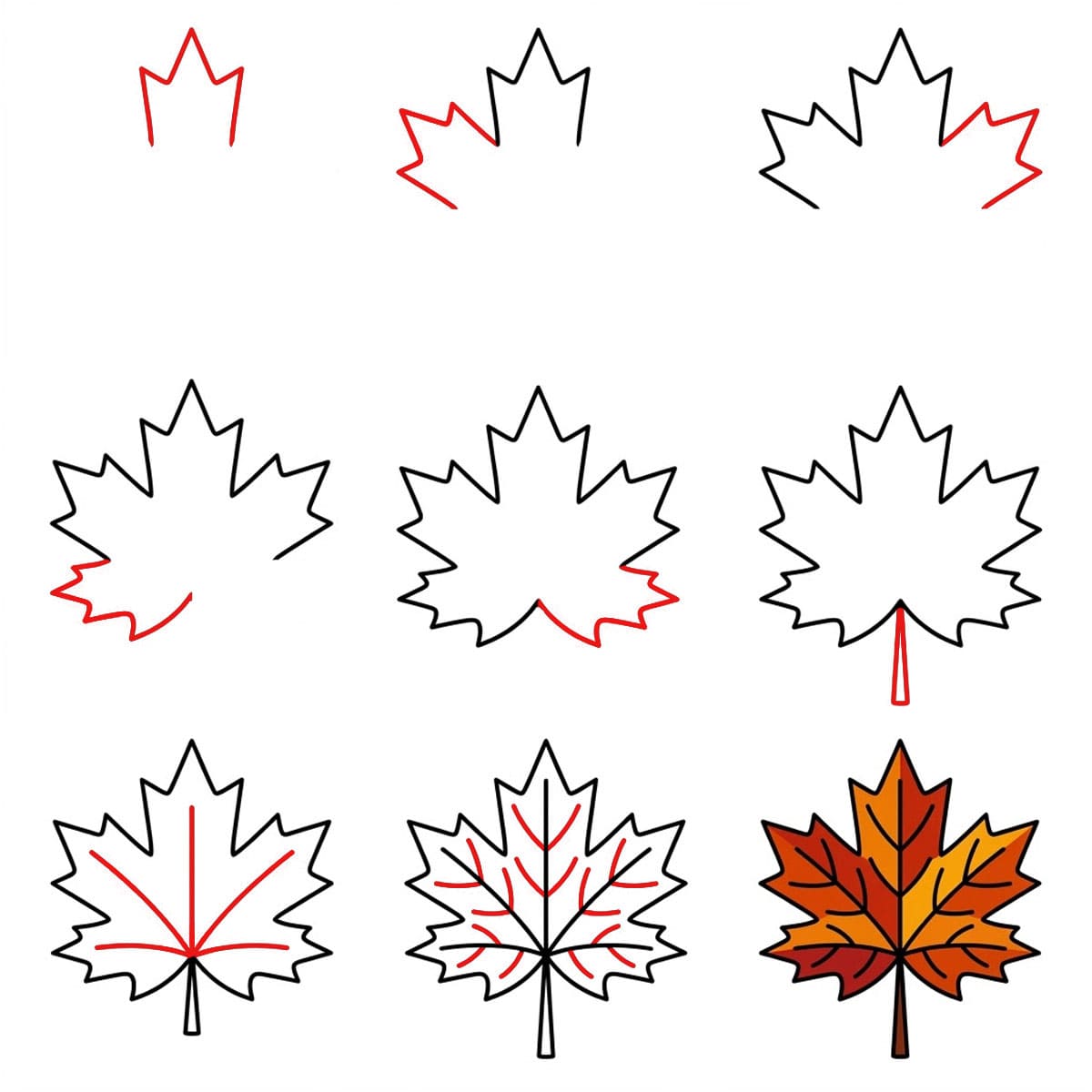 Single Maple Leaf Drawing Ideas