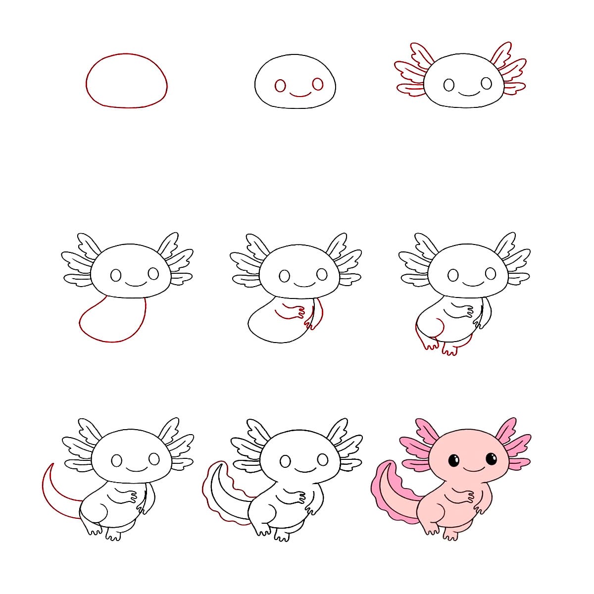 Sitting Axolotl Drawing Ideas