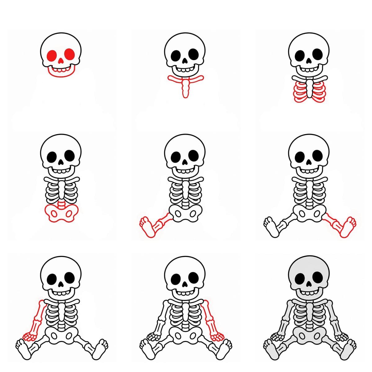 How to draw Sitting Skeleton
