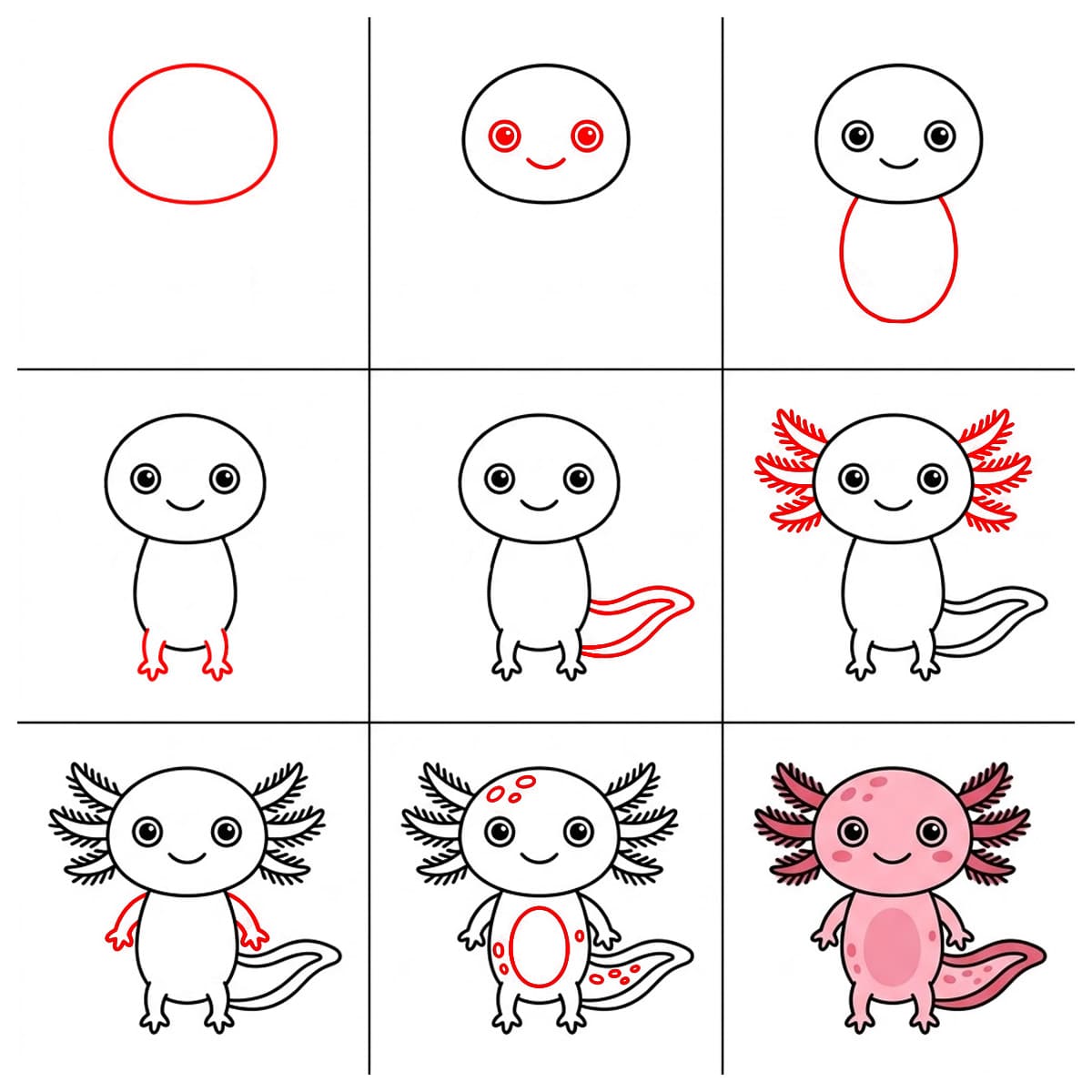 Smiling Axolotl Drawing Ideas