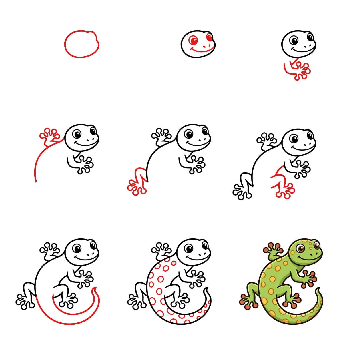 How to draw Smiling Gecko