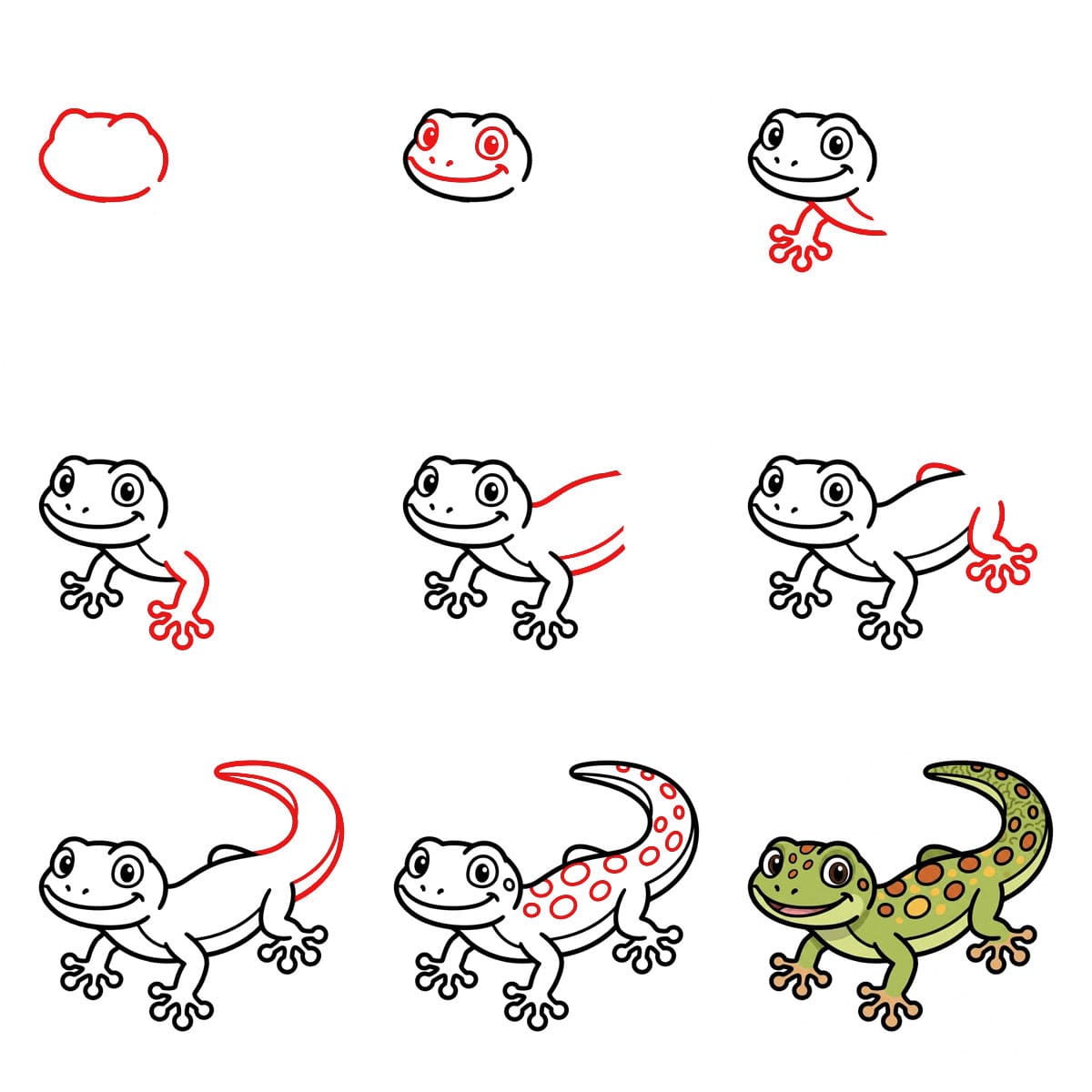 How to draw Spotted Gecko
