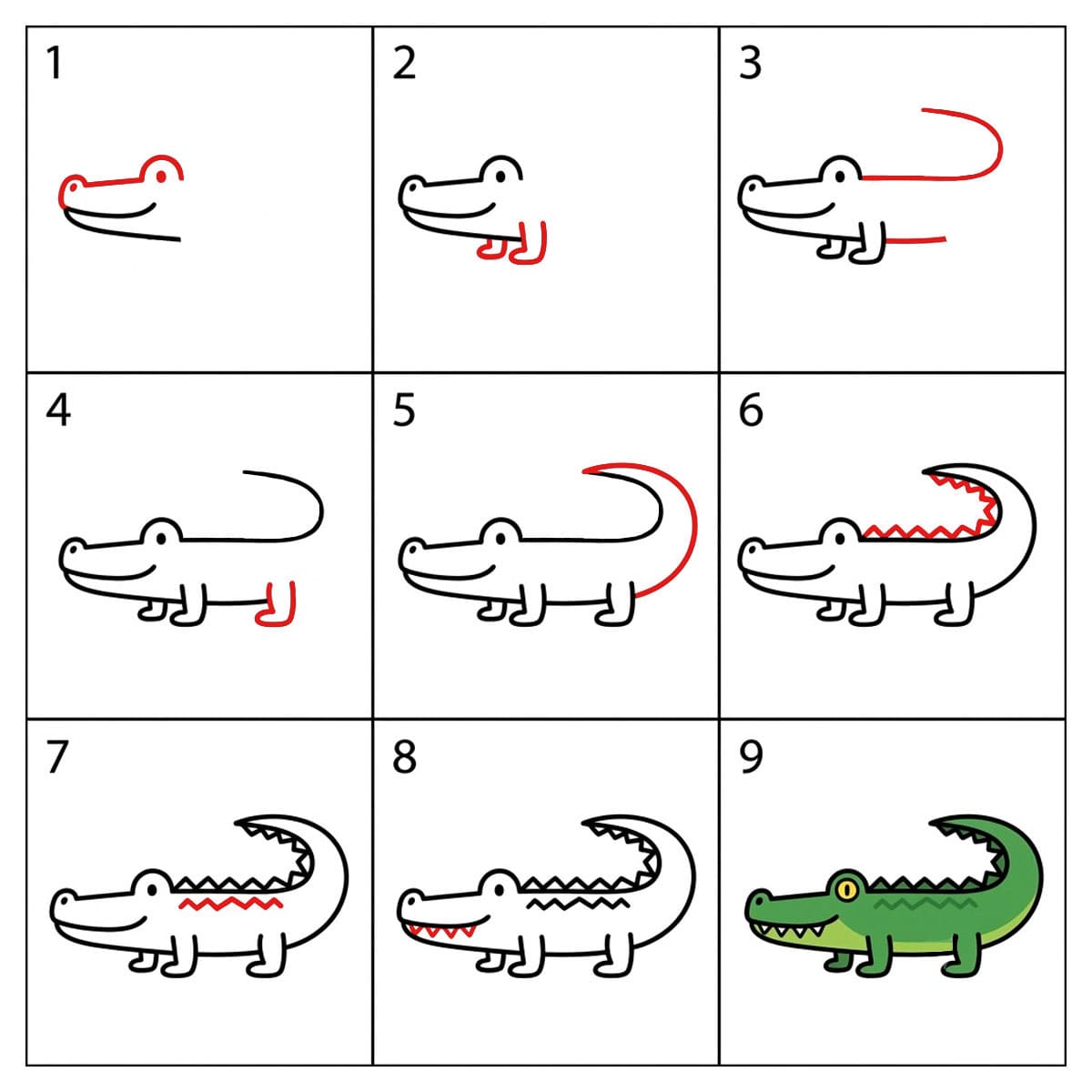 Standing Crocodile Drawing Ideas