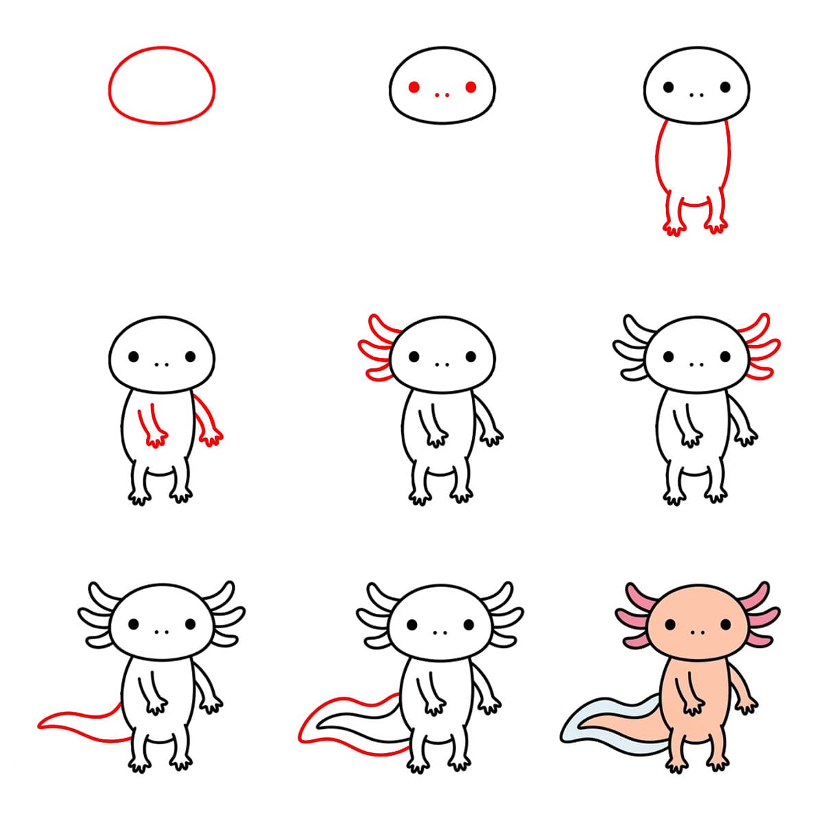 Standing Upright Axolotl Drawing Ideas