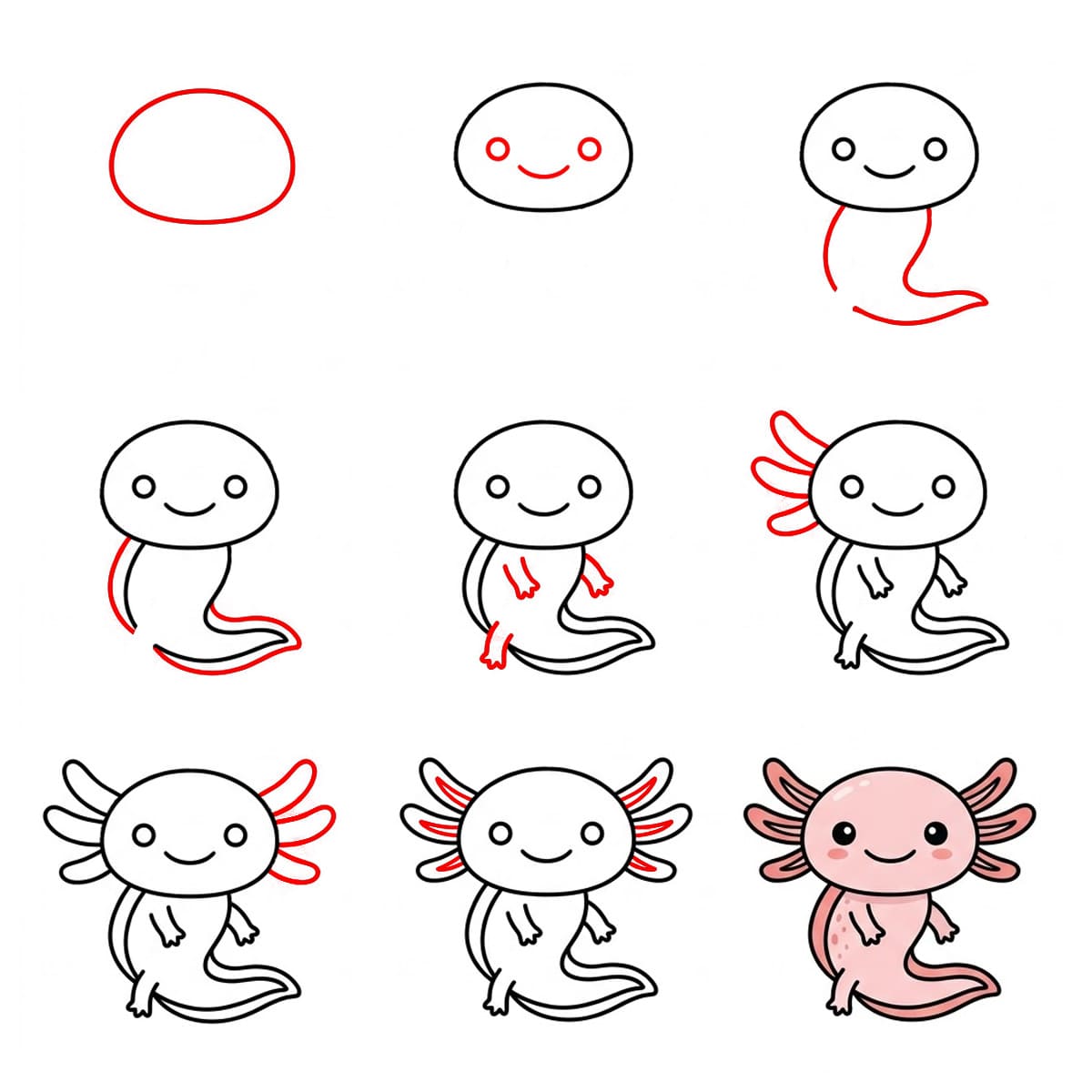 Swimming Axolotl Drawing Ideas