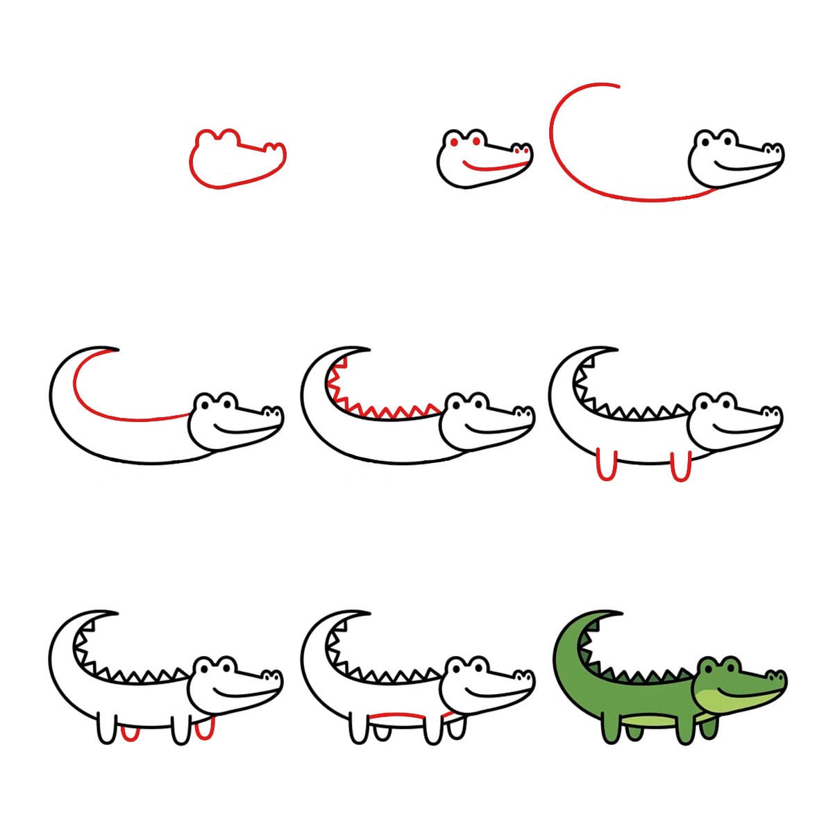 Swimming Crocodile Drawing Ideas