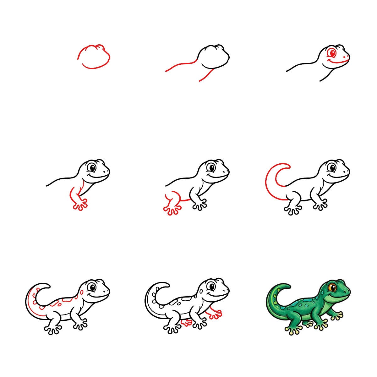 How to draw Upright Gecko