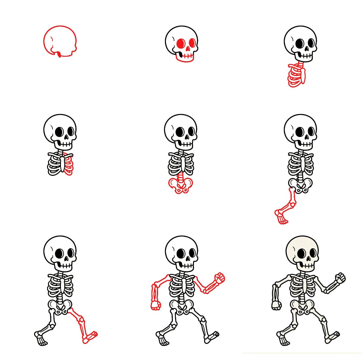 How to draw Walking Skeleton