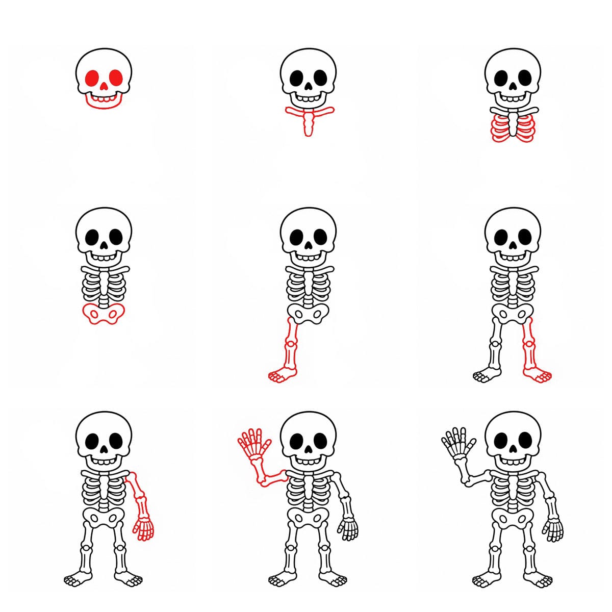 How to draw Waving Skeleton
