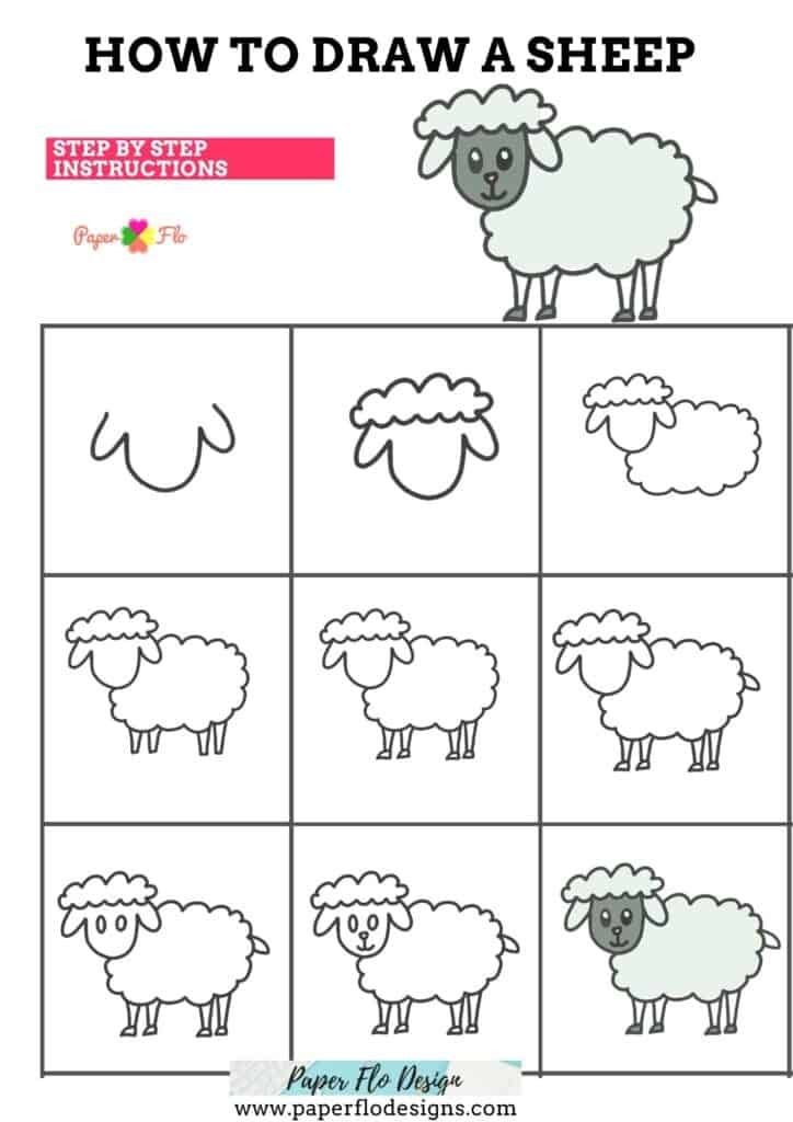 A black sheep with white fur Drawing Ideas
