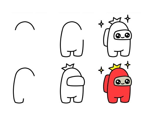 How to draw A cute Among Us