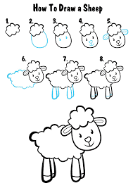 A detailed step-by-step sheep Drawing Ideas