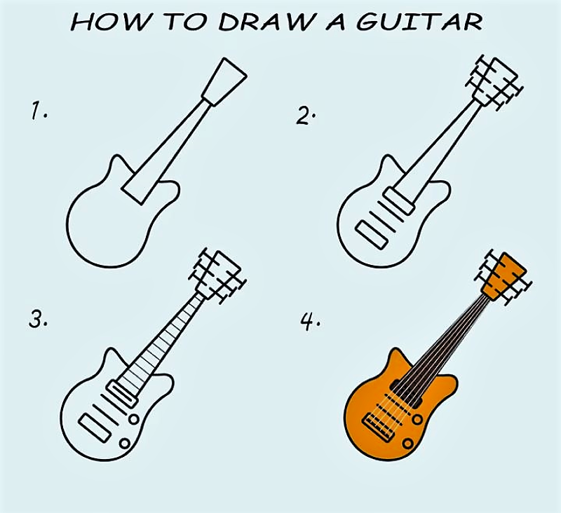 A simple guitar Drawing Ideas