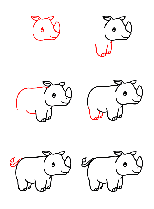 How to draw Baby Rhino