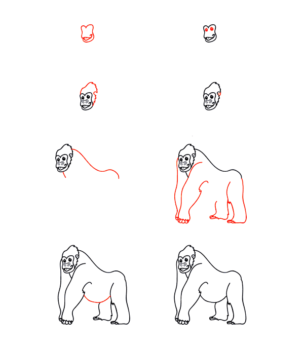 How to draw Cartoon Gorilla