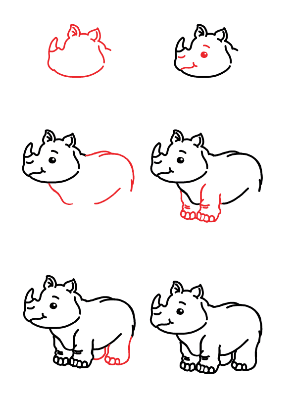 How to draw Cute Rhino